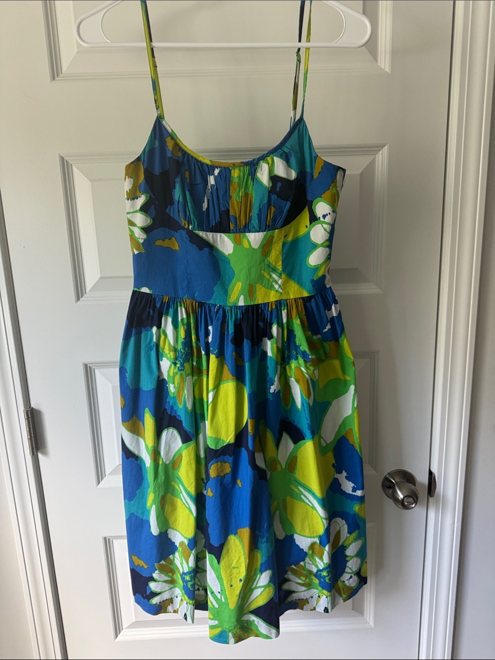 Trina Turk Blue, Green & White Floral Midi Sundress